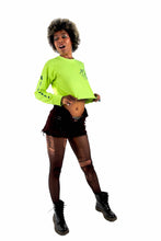 Load image into Gallery viewer, Neon Green Long Sleeve Crop Top
